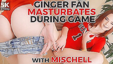 Redhead gets naked and masturbates in virtual porn game