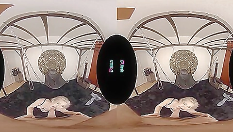 Game video with blond girl sucking and taking dick