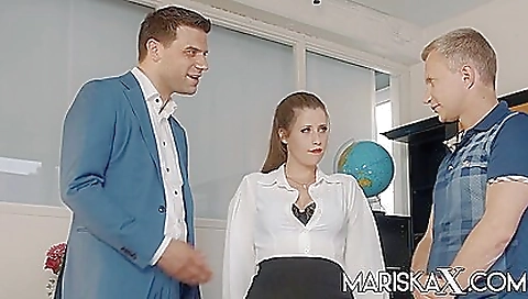 Blonde milf gets creampie and a creampie in her ass