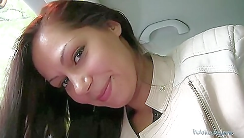 Brunette in red dress gets a big ass fucked in the car