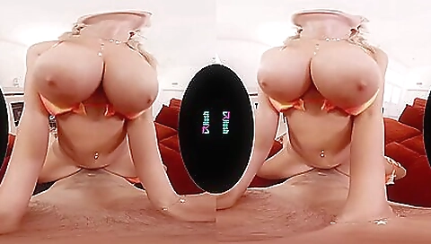 Horny blonde babe enjoys a big cock fucking in vr porn