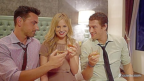 Hot blonde in a sexy black skirt and a sexy black dress is fucked