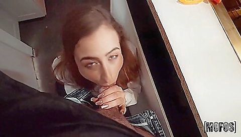 Sexy brunette slut gets fucked and boned in public