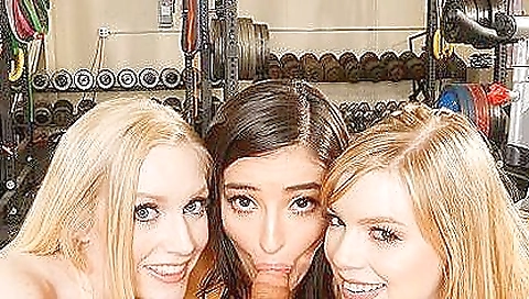 Horny group sex from a facial scene in the gym scene