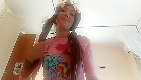 Brunette girl with big tits and a nice ass riding cock