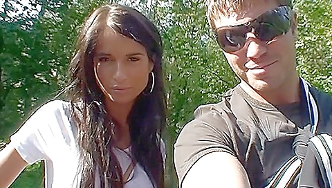 Brunette slut in the park getting fucked in the ass