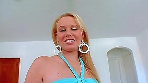 Stunning blonde in sexy lingerie deepthroat and cum