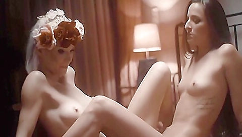 Busty lesbians enjoy foot fetish and take off their clothes