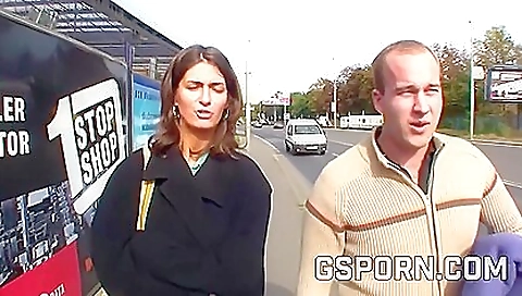 Beautiful brunette in sexy lingerie fucks in open window