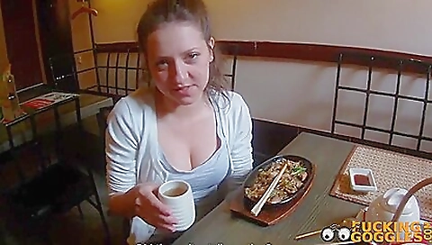 Russian tattooed slut sucks her boyfriend in the restroom