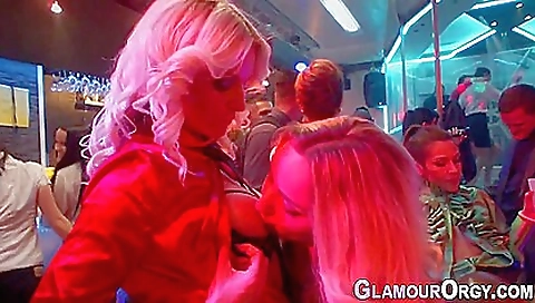 Hot group of blonde women are fucking in the party