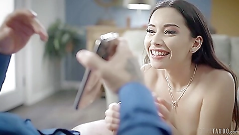 Cute brunette babe with a big booty gives a hard cum shot