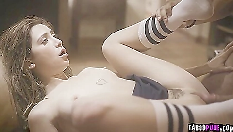 Brunette with a big booty and a huge ass is playing with her big tits