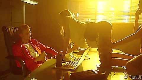 Beautiful teen 18+ slutty milf is having threesome sex