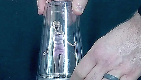 Blonde milf fucks her large boner with a huge dildo