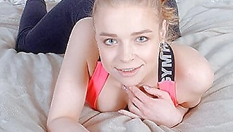 Busty young woman regularly orgasms in the morning