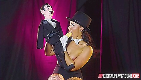 Brunette with a fat cock is having a creampie shot